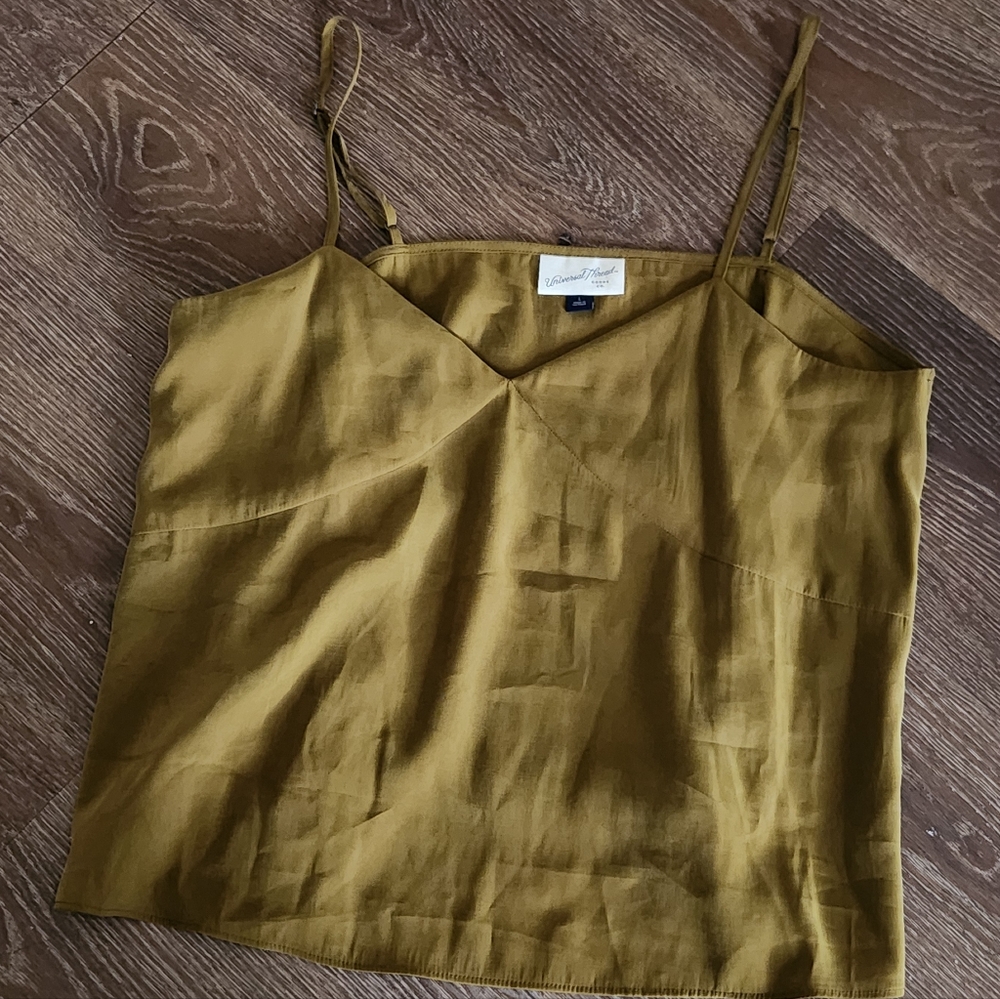 Olive Green Large Universal Thread Spaghetti Strap Top